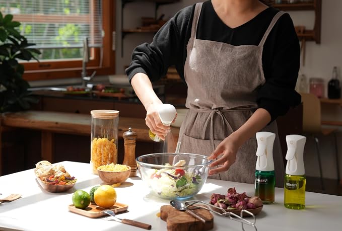 Oil Sprayer 150ml glass bottle. Upgraded Version.Fine Mist Spray Bottle for Air Fryer, Olive Oil, Avocado Oil, Healthy Nonstick Frying, Commercial & Home Kitchen Use (Dark Black and Green)