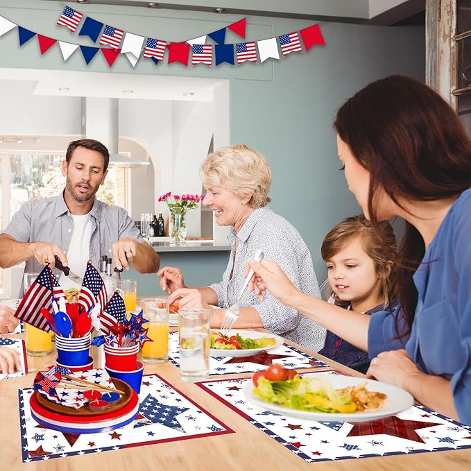 50 PCS Disposable Paper Placemats,11x16 inch 4th of July Place mats | Patriotic Freedom Stars Table Mats, Memorial Day Mat, Holiday Party Table Decorations
