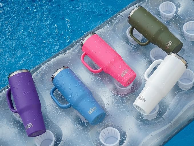Beast 42 oz Tumbler with Handle Stainless Steel Vacuum Insulated Coffee Ice Cup Double Wall Travel Flask (Deep Purple)