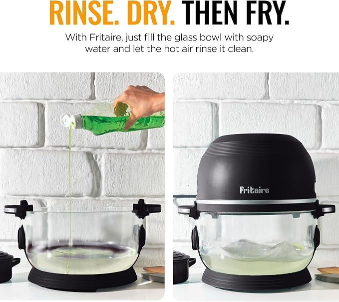 Non Toxic Air Fryer™ Pro | 9-in-1 Glass Air Fryer | Self-Cleaning | 5 Quart | Rotisserie and Tumbler | 400F Vortex For Even Cooking, BPA-Free Teflon Free, Recrisp, Roast, Bake, Black