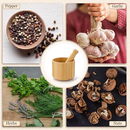 Thenshop Extra Large Wood Mortar and Pestle 7.87", Natural Wood Spice Grinder for Herbs, Garlic, Pepper, Walnut Spices, Kitchen Essentials Usage, Housewarming Gift