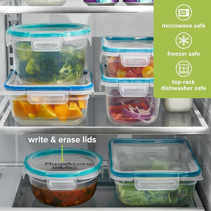 Snapware Plastic Total Solution 2-Pack (3 Cup) Food Storage Containers | Meal prep containers with plastic BPA-free lids with 4 locking tabs, microwave, dishwasher, & freezer safe