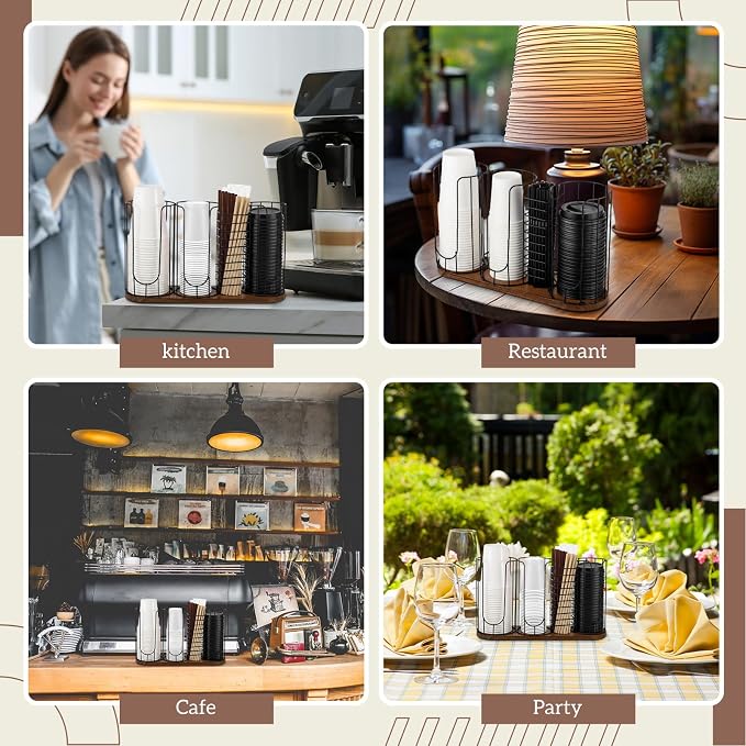 18oz Coffee Cup & Lid Dispenser with Base(4-compartment Single, Color 1)