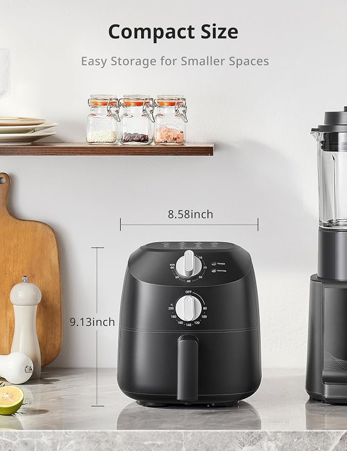 COMFEE' Compact 2.1-Quart Mini Air Fryer for Small Kitchens, Black