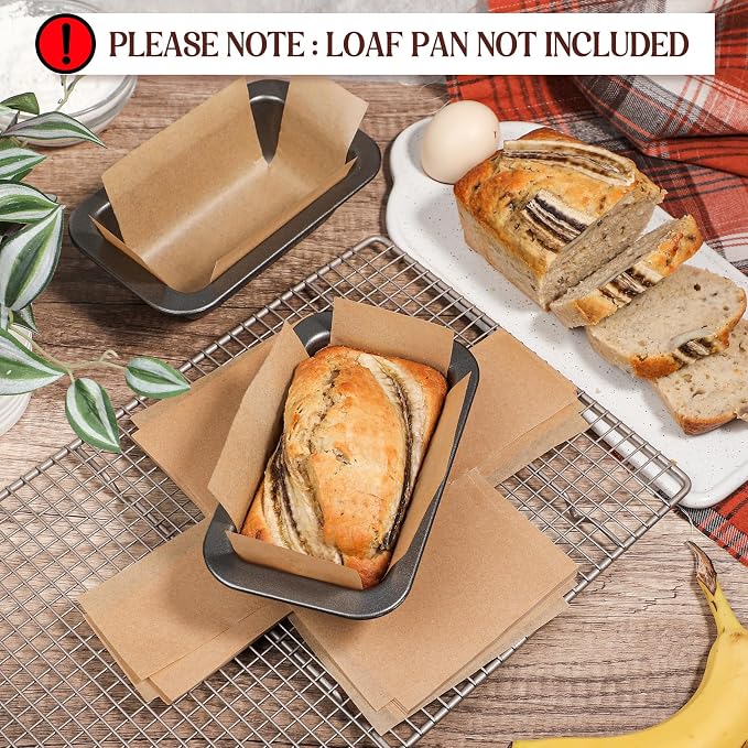 Webake 200Pcs Unbleached Parchment Paper Mini Loaf Pan Liners for 6x3 Small Banana Bread Pan, Original Precut, Non Toxic Baking Paper