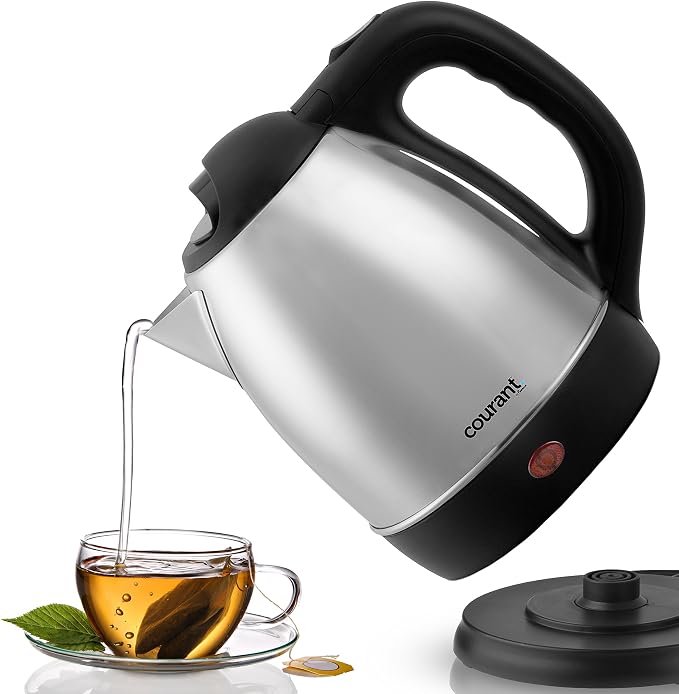 Courant 1.5 liter Cordless Stainless Steel Electric Kettle – 120V electric kettle with 360 Degree Rotational Body