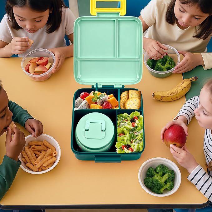 Bento Lunch Box for Kids with 8oz Soup Thermo Leak-Proof Lunch Food Containers with Snack Sauce Container for Kid Girls Boys to School