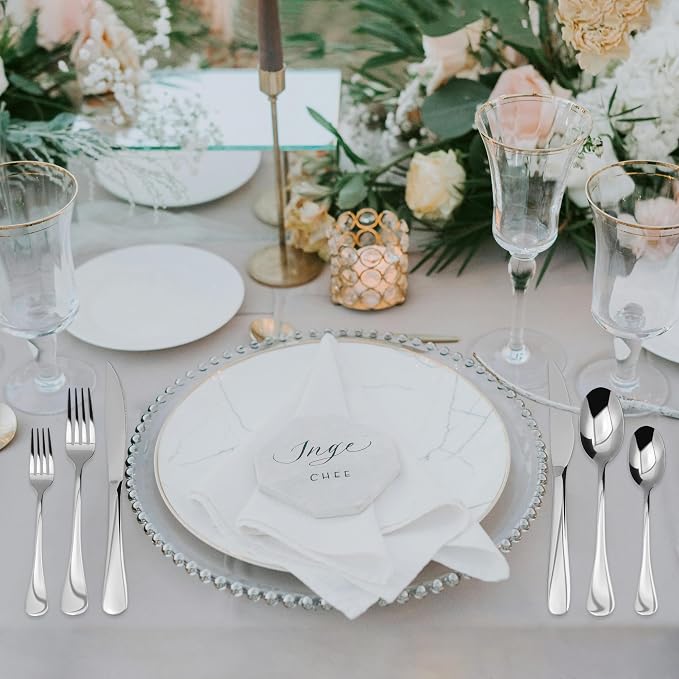 Silverware Set,32 piece Siverware Set with Serving Utensil Set,Stainless Steel Knives Spoon Forks Set for Home, Kitchen, Restaurant,Dinner,Mirror Polished& Dishwasher Safe