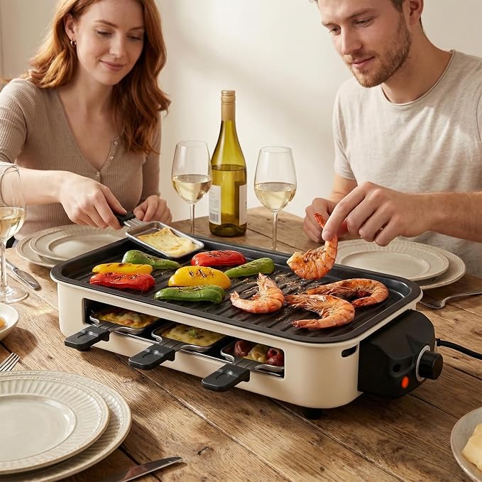 Electric Indoor Grill 1500w, 2 in 1 Smokeless Indoor Grills with Non-Stick Griddle Plate & Grill Net, Korean BBQ Grill with 3 Individual Mini Trays, Temperature Control, Dishwasher Safe