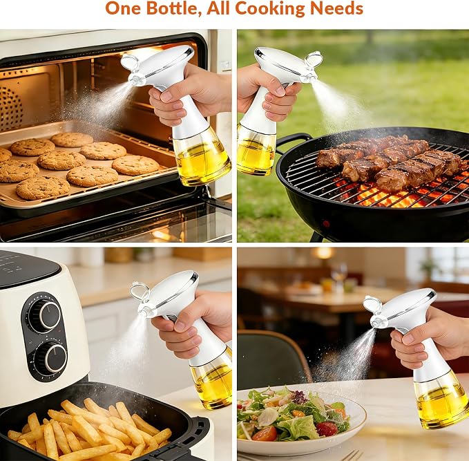 Electric Oil Sprayer for Cooking, USB Rechargeable Olive Oil Sprayer with One-Touch Mist, Leak-Proof, Dustproof Design, Perfect for Healthy Cooking, Olive Oil Dispenser for Precise Control
