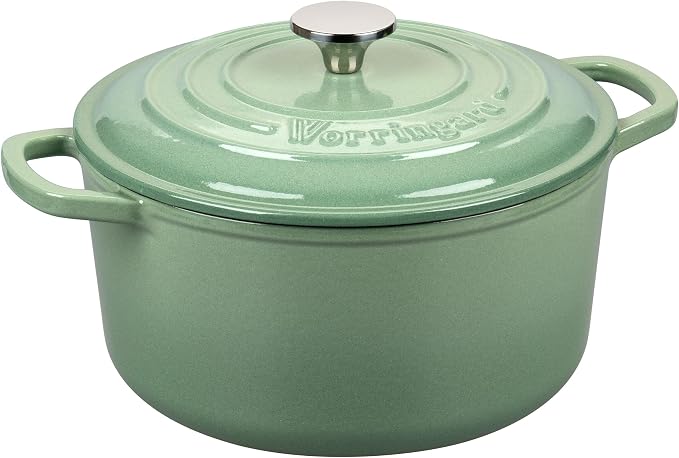 Enameled Cast Iron Dutch Oven Pot with Lid, for Sourdough Bread Baking, Round Dutch Ovens, 6 Quart, Sage green