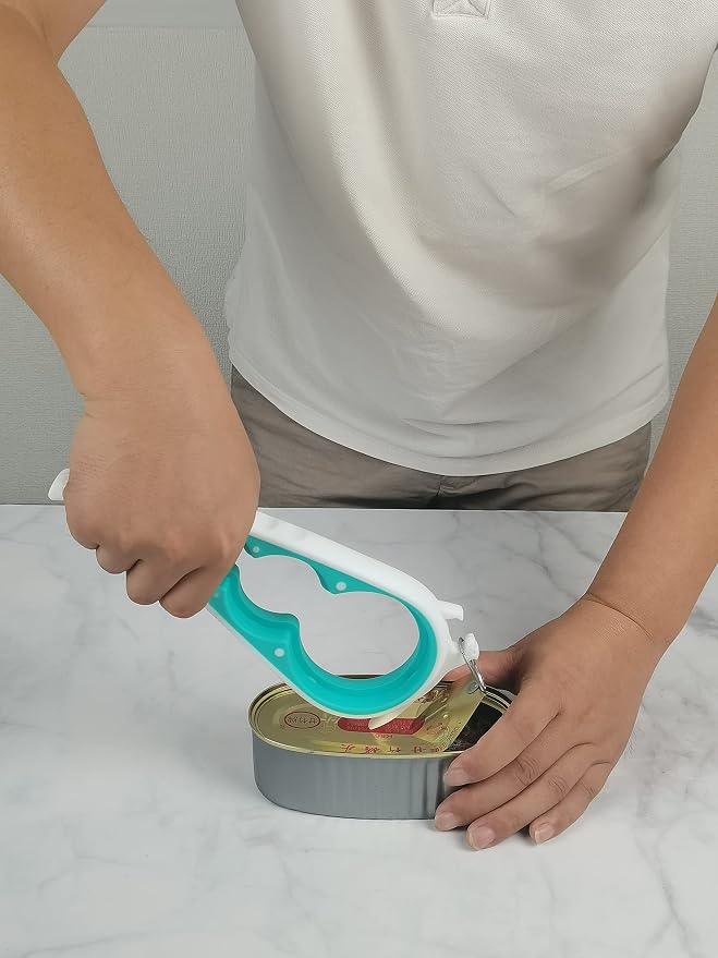 Otstar Jar Opener Bottle Opener and Can Opener for Weak hands, Seniors with Arthritis and Anyone with Low Strength, Mutil Jar Opener Get Lids Off Easily (White and Cyan) | Adjustable Lid Opener Effortlessly Opens Jars, Bottles & Pop-Top Cans, Great for...