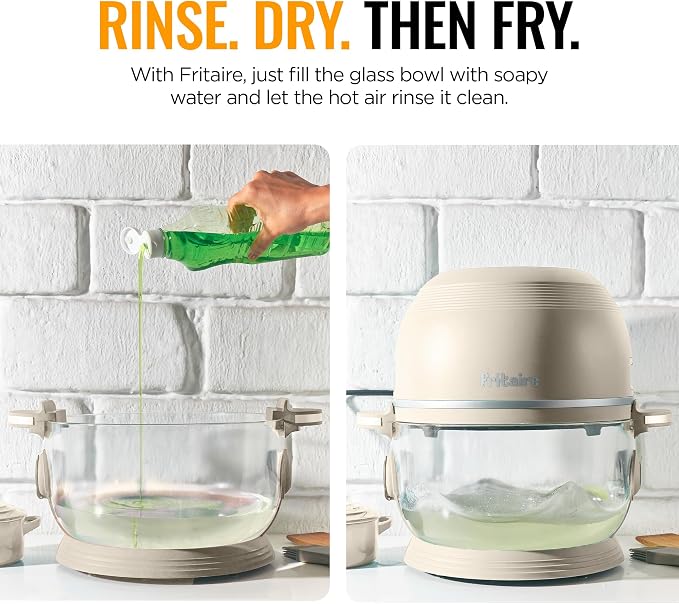 Non Toxic Air Fryer™ Pro | 9-in-1 Glass Air Fryer | Self-Cleaning | 5 Quart | Rotisserie and Tumbler | 400F Vortex For Even Cooking, BPA-Free Teflon Free, Recrisp, Roast, Bake, White