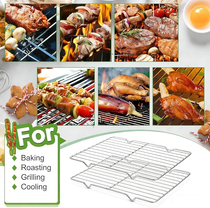 2 Pack Stainless Steel for Baking Sheet, Cooling Rack 11.8” 8.07” Baking Rack,Cooling Rack with Legs,Cooling Racks for Baking for Cooking and Baking,Oven Pan, Oven & Dishwasher Safe