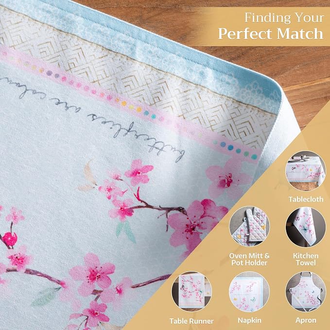 Maison d' Hermine Placemats Set of 4 Reusable 100% Cotton (13"x19") | Cloth Place Mats Washable Table Mats for Kitchen Dining Party Wedding Home Restaurant Spring Summer - Blossoms in Spring