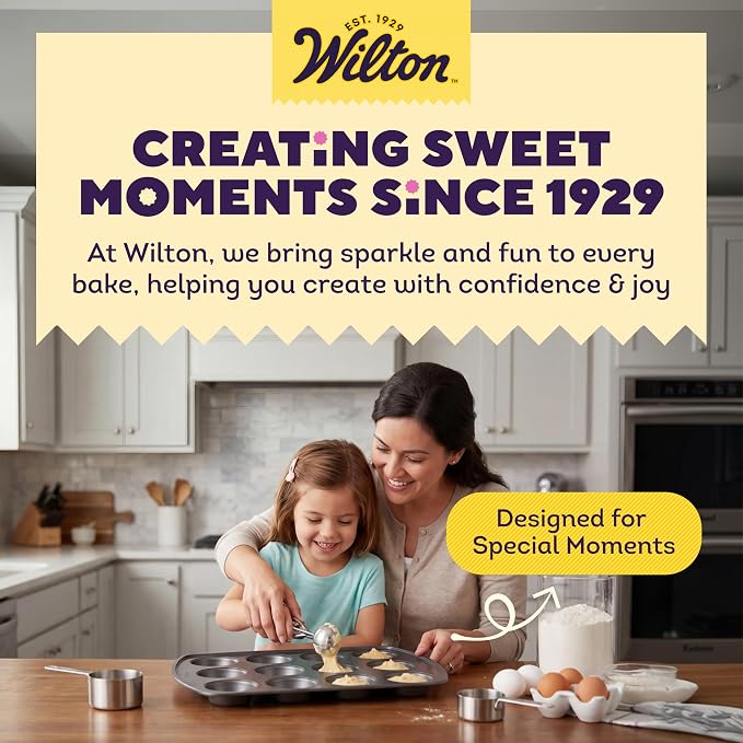 Wilton Gold Non-Stick Muffin Top Pan, Stainless Steel, 11 x 16 in. | Non-Stick Steel with Scratch-Resistant Coating, Resists Warping, Extended Handles, Dishwasher Safe, Perfect for Muffin Tops