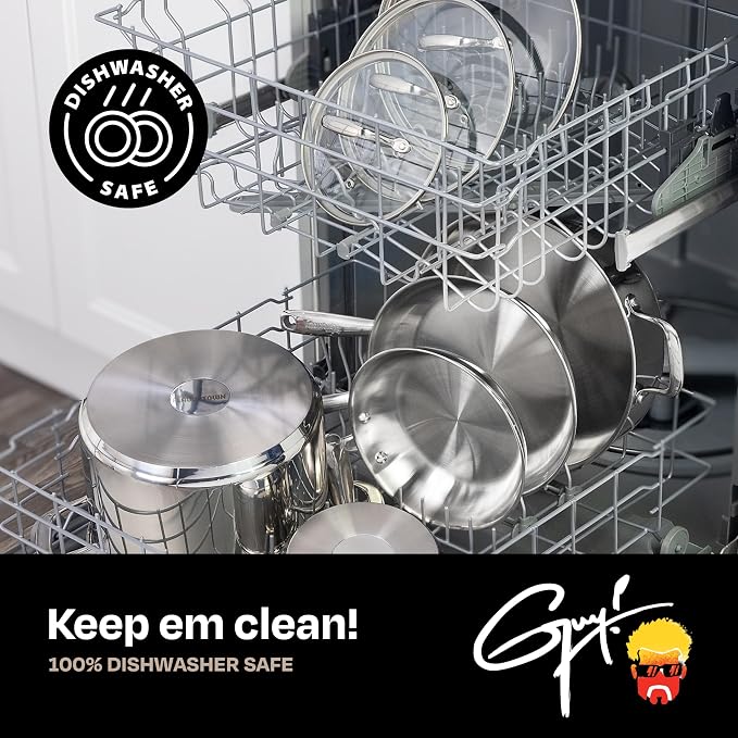 Guy Fieri's Flavortown 10-Piece Stainless Steel Cookware Set | Frying Pans, Saucepans, Saute Pan & Stock Pot, Oven-Safe up to 500F