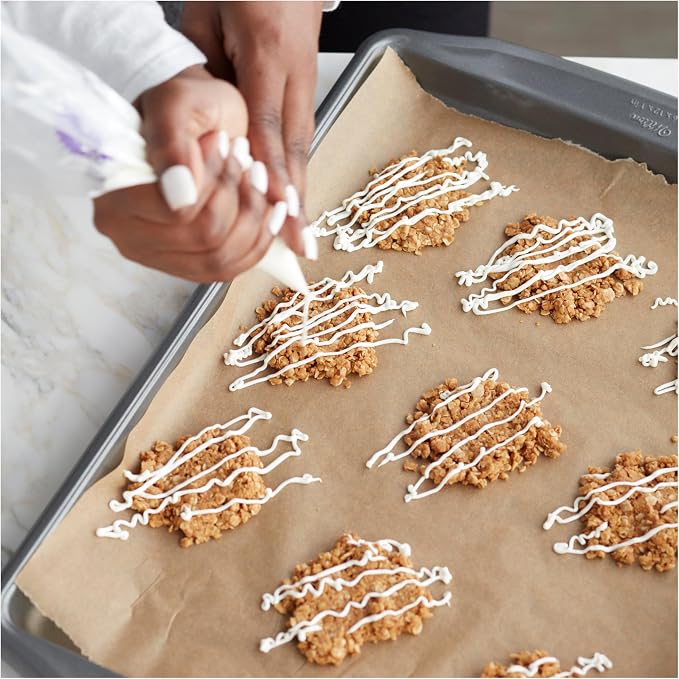 Wilton Gold Non-Stick Large Cookie Sheet, Made Without PFAS, 17.25x11.5 in. | Non-Stick Steel with Scratch-Resistant Coating, Resists Warping & Extended Handles, Dishwasher Safe, Perfect for Cookies