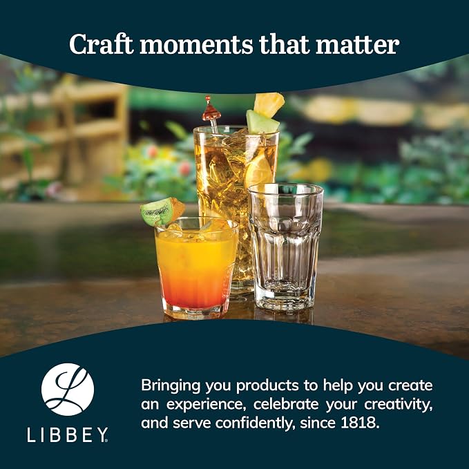 Libbey Gibraltar DuraTuff Drinking Glass Drinking Cup Set, Iconic Heavy Base Bar Glassware Thick Drinking Glasses Set of 12, 10-Ounce Rocks Glasses