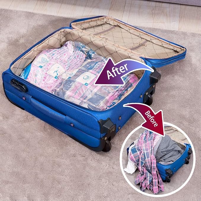 MEIQIHOME Vacuum Storage Bags, Space Saver Sealer Bags,Vacuum seal bags for clothing, Pillows, Comforters, Blankets, Bedding,Travel,10 COMBO