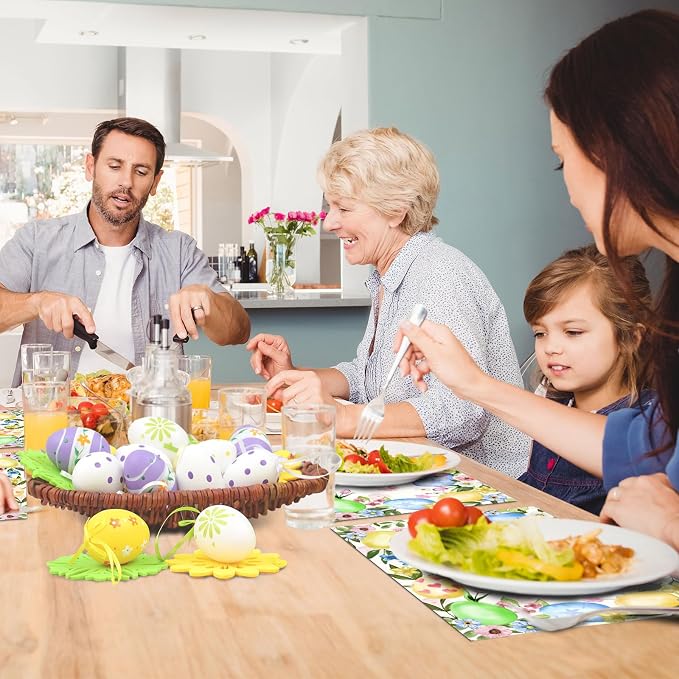 50 Pack Easter Disposable Paper Placemats - Colorful Eggs Table Mats | 16x11 Inch Waterproof Heat Resistant Place Mats Easter Brunch, Spring Party,Wedding Party Supplies