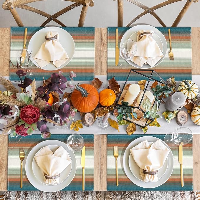 Emvency Farmhouse Placemats Set of 4, 12x18 Inch, Southwestern Aztec | Western Mexican Art Painting Table Mats for Outdoor Home Party Kitchen Dining Decoration