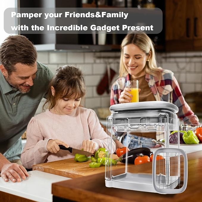 Potato Slicer French Fry Cutter with Container Manual Vegetable Chopper with 1 Blade Potato Cutter for Fries Apple Slicer & Onion Dicer