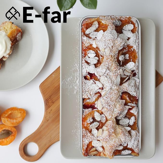 E-far Loaf Pan for Homemade Bread, 12” x 5” Stainless Steel Loaf Pans, 2PCS | Large Long Metal Bread Baking Mold for Banana Cake Meatloaf Sourdough Lasagna, Nontoxic & Dishwasher Safe