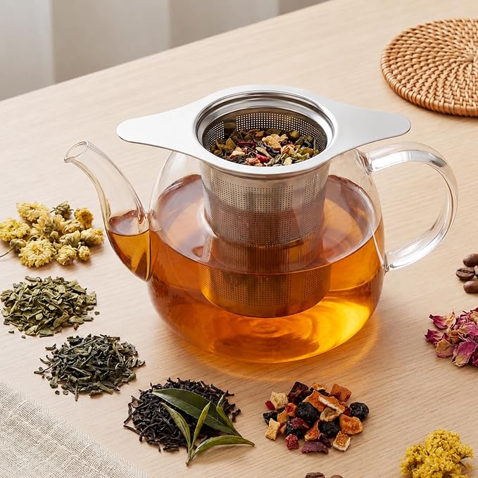 2PCS Stainless Steel Tea Infuser, Extra Fine Mesh with Lid