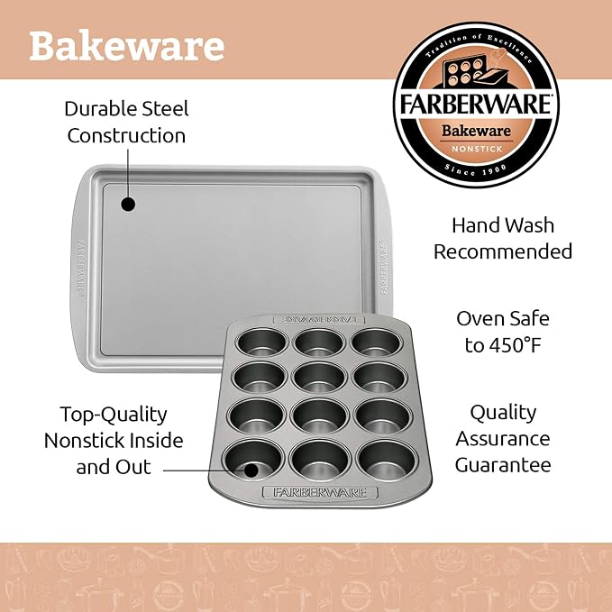 Farberware Nonstick Baking Sheet Set, 3-Piece Cookie Sheets