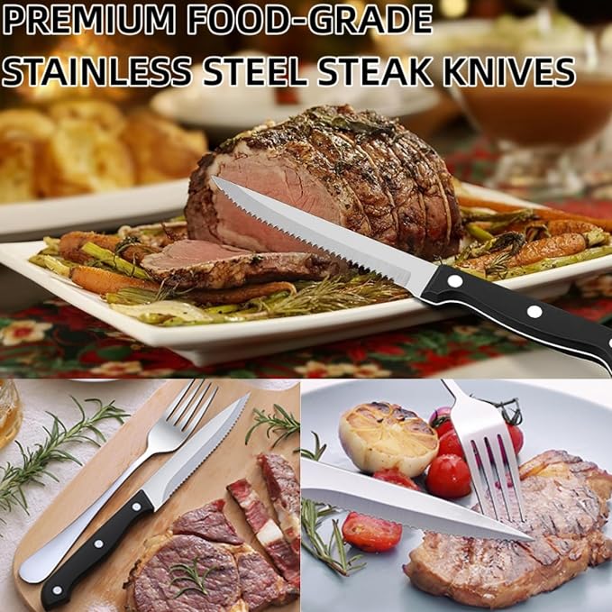 49PCS Silverware Set with Organizer, Stainless Steel Flatware Drawer Cutlery Set for 8, Kitchen Utensils with Steak Knives Mirror Polished Dinner Knife Forks Spoons Tableware Service Tray