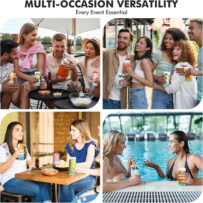 Green Highball Glasses Set of 6, Drinking Glass for Mixed Drink | 13oz ,Cups for Cocktail, Beer, Mojito, Water and Juice,Thick Tall Glassware for Kitchen, Restaurant, Home Bar and Parties