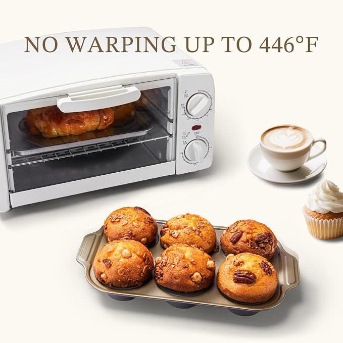 2-Pack Foldable Nonstick Silicone Baking Pans, 6 Cups for Baking Muffins, Egg Bite, Brownies. Easy to pop and clean. Dishwasher Safe BPA Free.