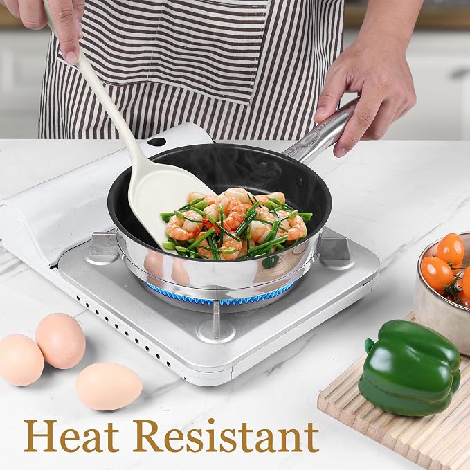 LIANYU 8Pcs Kitchen Cooking Utensils Set, Nonstick Silicone Utensil Sets | Heat Resistant Kitchen Gadgets Essentials for Nonstick Cookware, with Spatula, Spoon, Tuner, Ladle, Dishwasher Safe, White