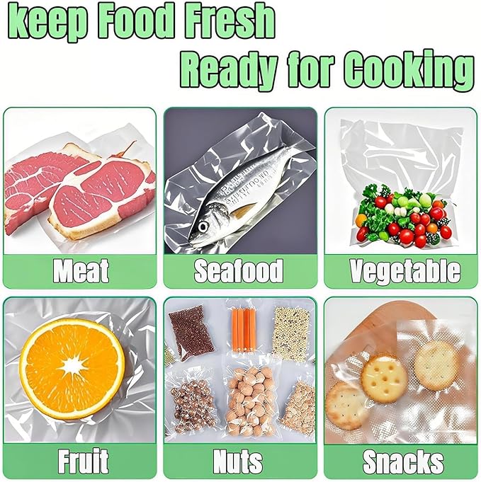 Vacuum Sealer Bags, 200 Pack Mixed Sizes 11"x16"+8"x12, Commercial Grade Airtight Food Bags, 6X Freshness Retention, Universal Fit All Clamp Sealers for Food Storage & Sous Vide Cooking