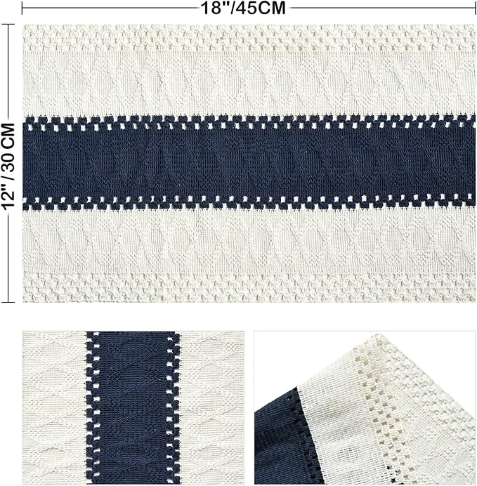 Artoid Mode Dark Blue Farmhouse Rustic Placemats Set of 4,12x18 Inch Seasonal Holiday Hollow Table Mats Party Kitchen Dining Decoration