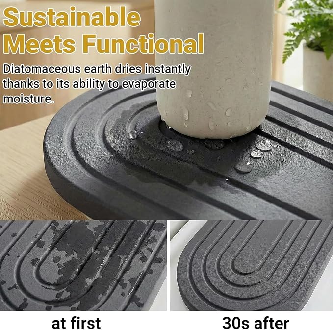Fast-Dry Diatomite Sink Tray Organizer Absorbent Dark Grey | Absorbent Diatomite Material, 11.8*3.9 in, Stain-Resistant