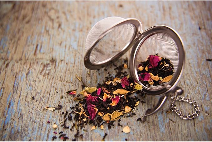 HIC Kitchen Jumbo Mesh Ball Tea Infuser, 18/8 Stainless Steel, For Loose Leaf Tea and Mulling Spices, 3-Inch