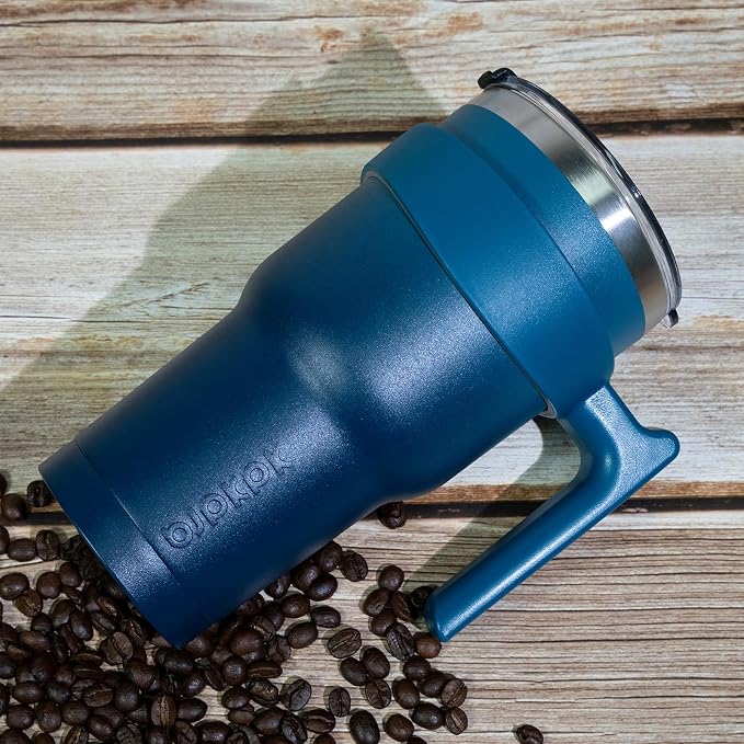 BJPKPK 10 oz Mini Tumbler with Lid, Straw & Handle, Insulated Steel Cup | Small, Spill Proof, Leak Proof, Thermal, Double Wall Vacuum, Sweatproof, Dishwasher Safe, BPA Free, Indigo Black