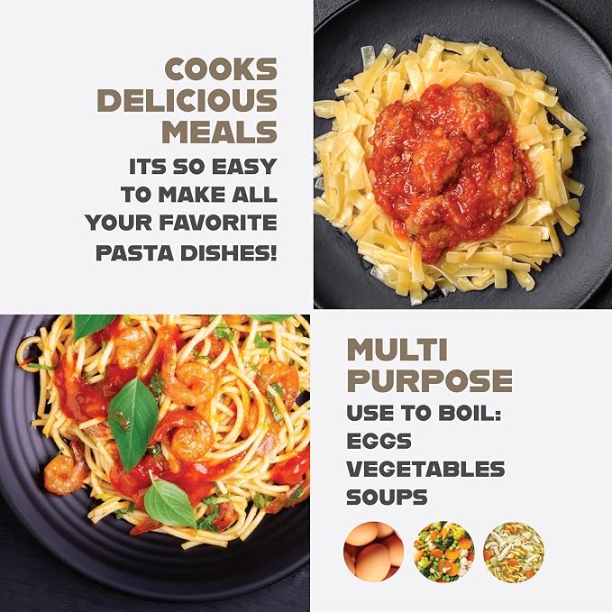 GOTHAM STEEL 5 Qt Stock Pot Multipurpose Pasta Pot with Strainer Lid | Twist and Lock Handles, Non Toxic Ceramic Non Stick Coating, for Cooking Soup, Spaghetti, Rice, Dishwasher Safe - Cream