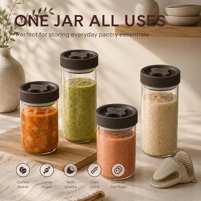 23 oz Airtight Glass Coffee Canister with Twist-Seal Lid