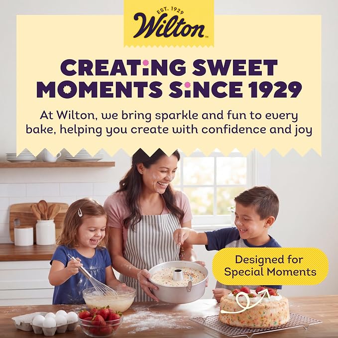 Wilton Aluminum Angel Food Tube Cake Pan, Made Without PFAS, 10 in. | Natural Anodized Aluminum Bakeware, Even Heating & Rust-Resistant for Professional Results, Perfect for Angel Food Cakes