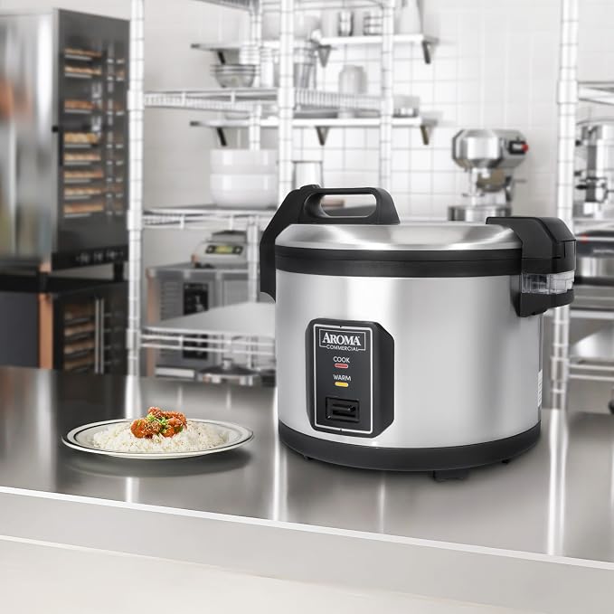 AROMA Commercial Rice Cooker for Restaurant (64 Cups Cooked) and Automatic Commercial Rice Warmer with Bonded Granite® Pot