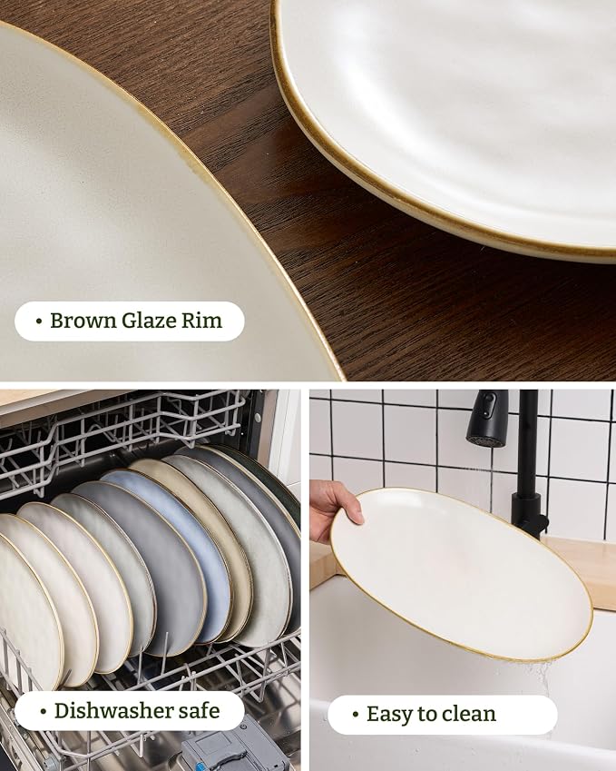 famiware Serving Platters Set of 3 Sizes - Oval, Matte White | 15.59"/14.3"/12.9" Fine Stoneware Serving Trays for Party, Entertaining for Food, Turkey, Cheese, Microwave Dishwasher Safe