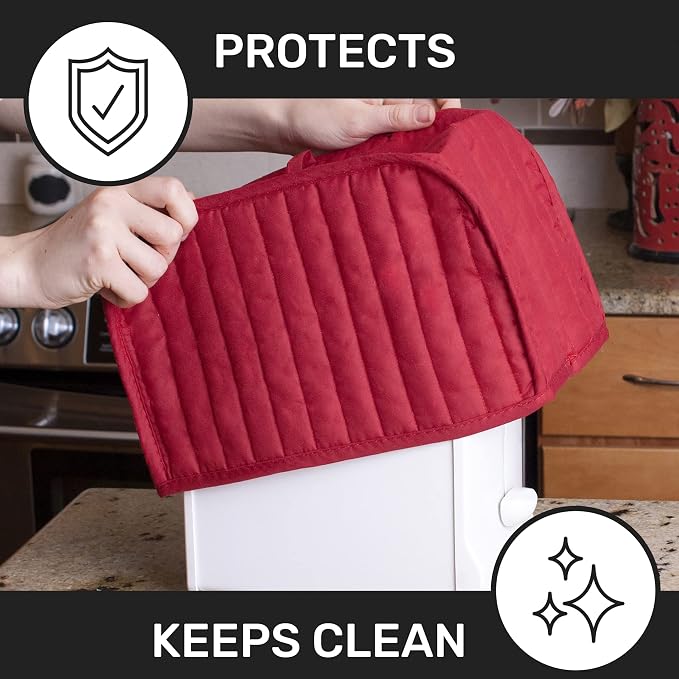 RITZ Premium Universal Two Slice Toaster Cover, 11.25" x 5.75" x 7", Polyester and Cotton Quilted, Fingerprint Protector, Super Soft Appliance & Dust Cover, Appliance NOT Included, Paprika