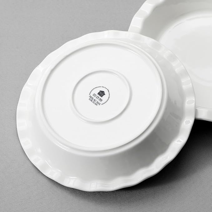 MALACASA 40 Oz Ceramic Pie Pan 9 Inch, Fluted Pie Dish for Quiche | Baking, Versatile for Quiche, Pie, Tart, Casserole, Oven, Microwave, Dishwasher Safe, Non-Stick Glaze, Even Heat Distribution