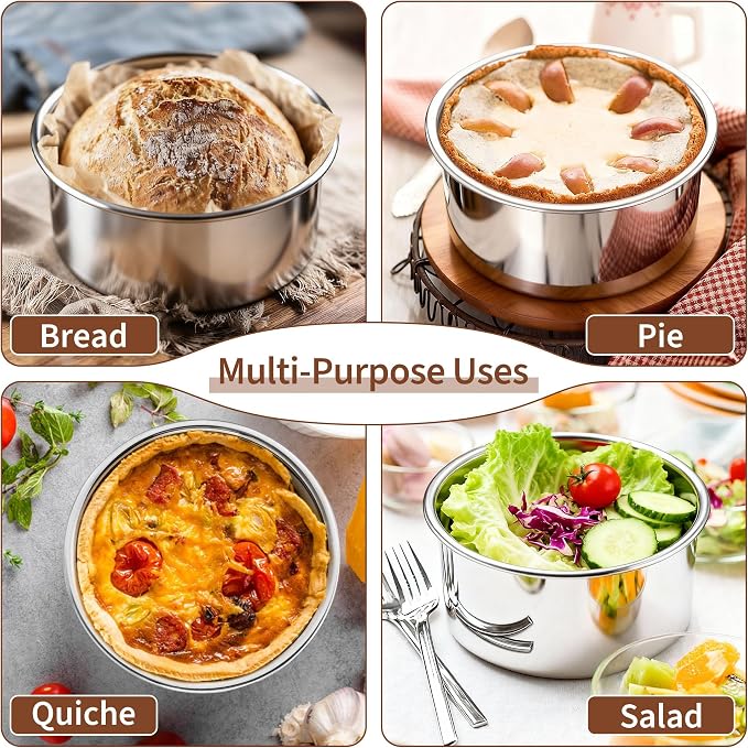 TeamFar 5 Inch Cake Pan Set of 4, Stainless Steel Small Layer Cake Pans Tin | Round Bakeware for Birthday Wedding Party, Non-Toxic & Healthy, Mirror Finish & Dishwasher Safe