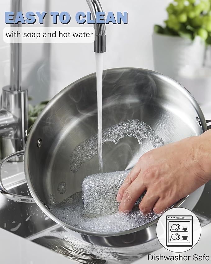 Cooks Standard Multi-Ply Clad 5.5 Quart Stainless Steel Sauté Pan, 12 Inch Deep Frying Pan Skillet with Lid, Induction-Ready Cooking Pan with Two Side Handles, Dishwasher & Oven Safe