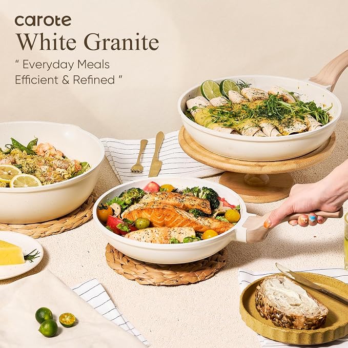 CAROTE Pots and Pans Set, Nonstick Cookware Sets, 14pcs | Induction Cooking, Ultra Durable, Easy to Clean, Even Heating, All-Stovetop Compatible, PFOA-Free Kitchen Set