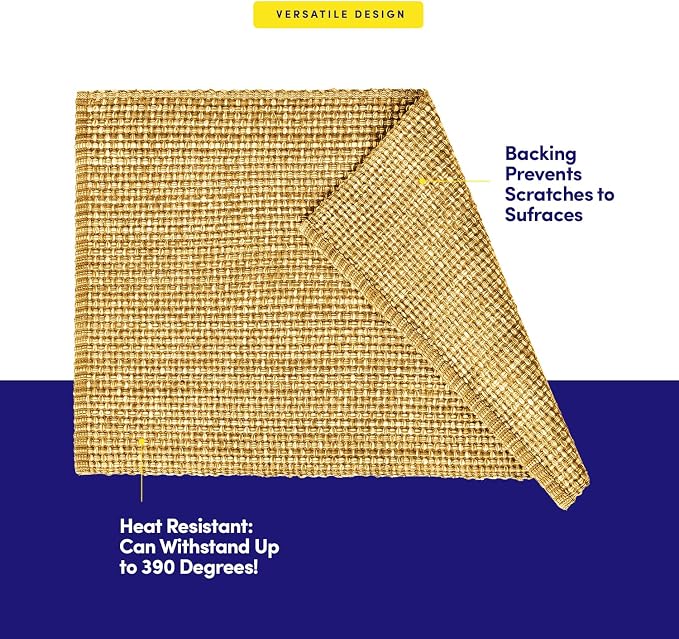 Sweet Home Collection 100% Cotton Placemats for Dining Room Rectangle Two Tone Woven Fabric 13" x 19" Soft Durable Table Mat Set, Set of 4, Gold